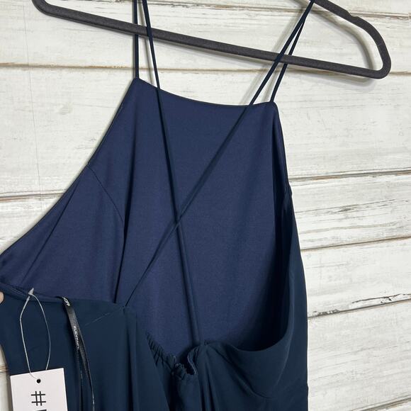 Bill Levkoff Harmoni Chiffon Navy Blue Bridesmaid Formal Dress Size 14 - Picture 7 of 9